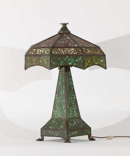 RIVIERE STUDIOS AMERICAN SLAG GLASS TABLE LAMP (1 of 8)