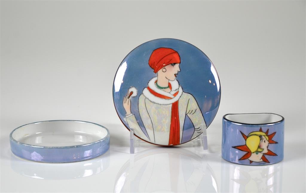 ART DECO NORITAKE LUSTRE POWDER PUFF & NAPKIN RING (1 of 2)