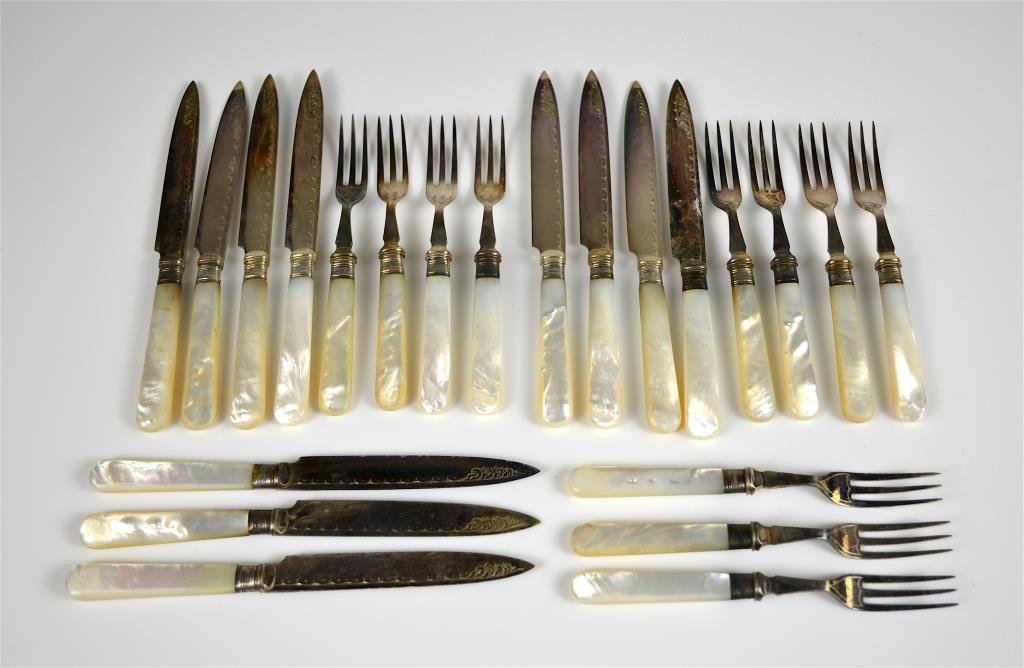 22 PCS. SILVER & MOTHER OF PEARL FRUIT SERVICE (1 of 1)