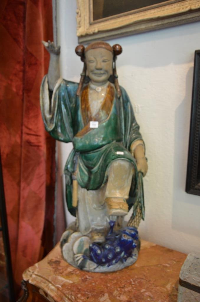 PAIR OF CHINESE POTTERY GUARDIAN FIGURES (1 of 8)