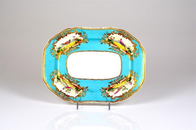 19TH C. ENGLISH TURQUOISE PORCELAIN PLATTER (1 of 3)
