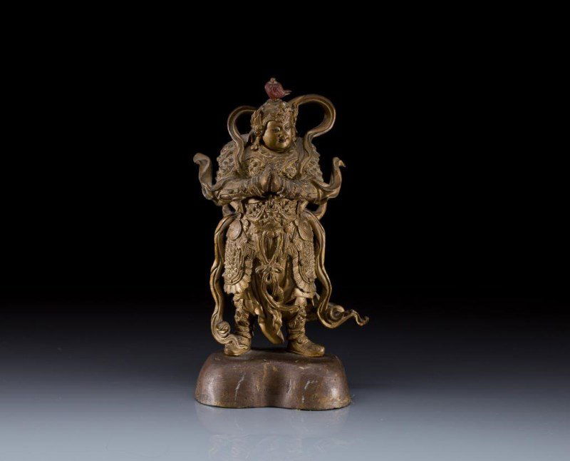 CHINESE GILT BRONZE WARRIOR FIGURE (1 of 10)
