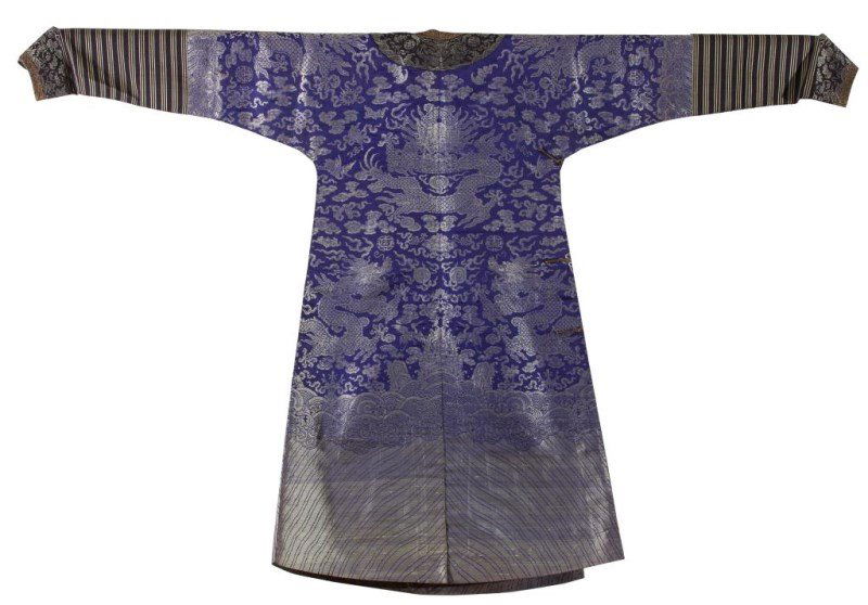 QING DYNASTY BLUE GROUND SUMMER DRAGON ROBE (1 of 10)