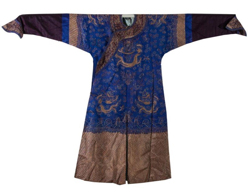 QING DYNASTY BLUE GROUND KESI DRAGON SUMMER ROBE (1 of 7)