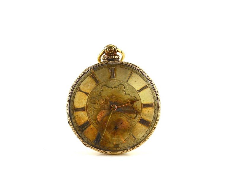 ENGLISH MEN'S GOLD OPEN FACE POCKET WATCH (1 of 1)