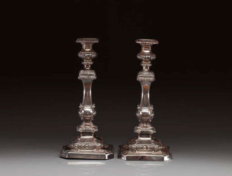 PAIR OF GEORGIAN SILVER CANDLESTICKS (1 of 4)