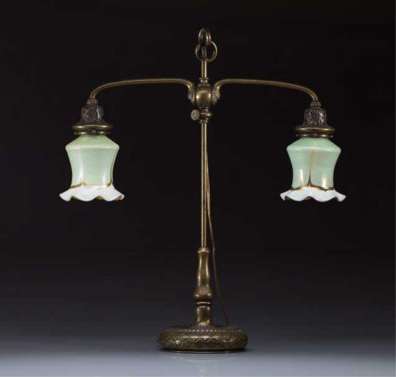 TIFFANY STUDIOS BRONZE STUDENT LAMP (1 of 1)