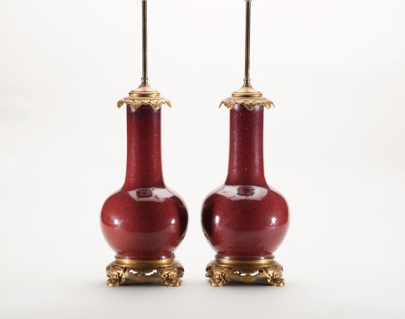 PAIR OF FLAMBE GLAZED TABLE LAMPS (1 of 6)