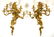 MONUMENTAL PAIR OF GILT BRONZE WALL SCONCES