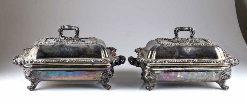 PAIR OF GEORGIAN SHEFFIELD PLATE ENTREE DISHES (1 of 1)