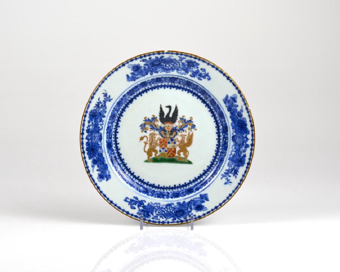 CHINESE EXPORT BLUE & WHITE PORCELAIN PLATE (1 of 2)
