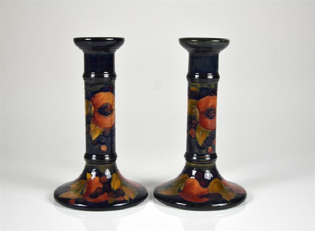 PAIR OF MOORCROFT POTTERY CANDLE STICKS (1 of 4)