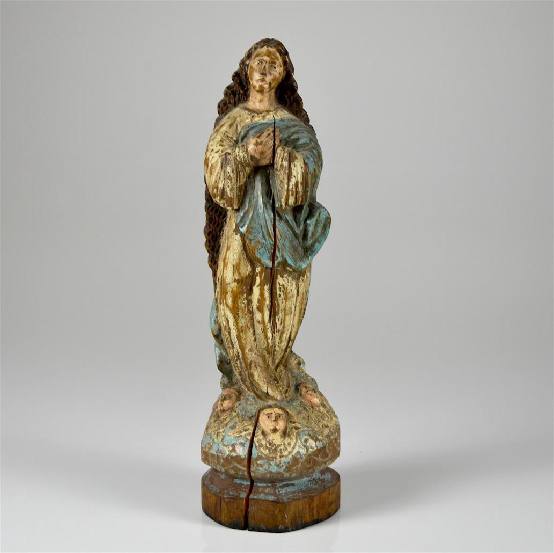 ANTIQUE CARVED WOOD SAINT (1 of 4)
