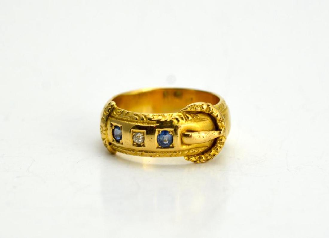 ANTIQUE SAPPHIRE, DIAMOND, AND GOLD RING (1 of 2)