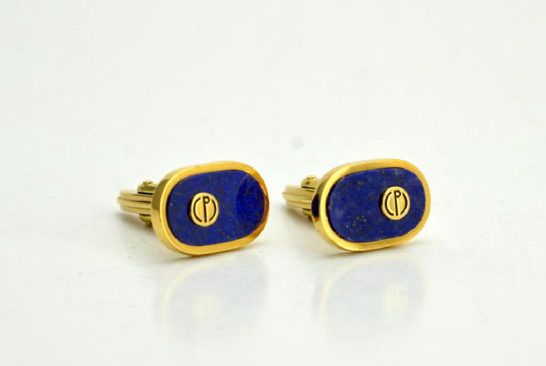PAIR OF DUNHILL GOLDPLATED AND LAPIS CUFFLINKS (1 of 2)