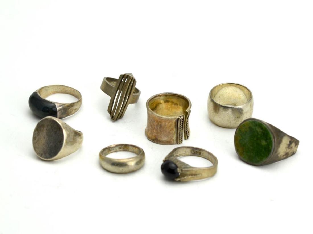LOT OF EIGHT SILVER RINGS (1 of 1)