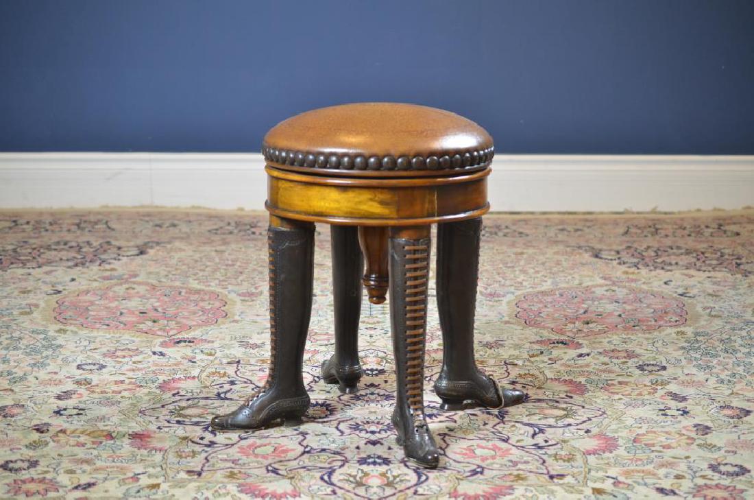 FIGURAL ADJUSTABLE BRONZE & WOOD STOOL (1 of 2)