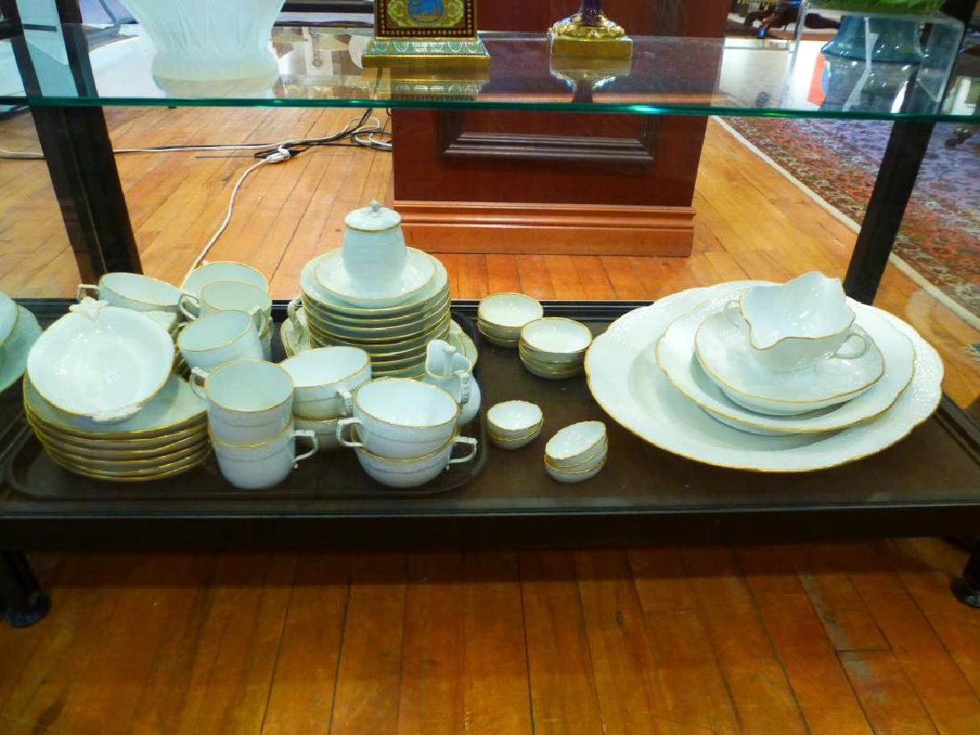 KPM PROCELAIN W/ GILT TRIM & EMBOSSED BASKET WEAVELARGE: With gilt trim and embossed basket weave.