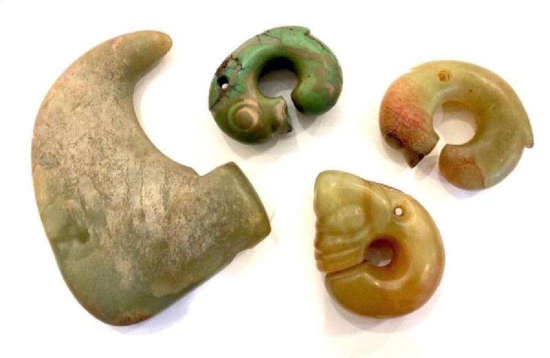 FOUR PIECES OF NEOLITHIC STYLE JADE AND TURQUOISE (1 of 1)