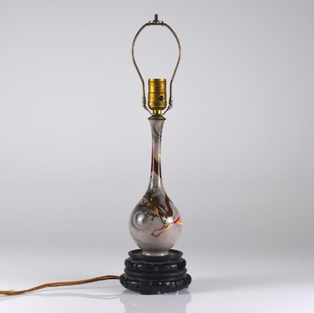 JAPANESE CLOISONNE DRAGON VASE MOUNTED AS LAMP (1 of 5)