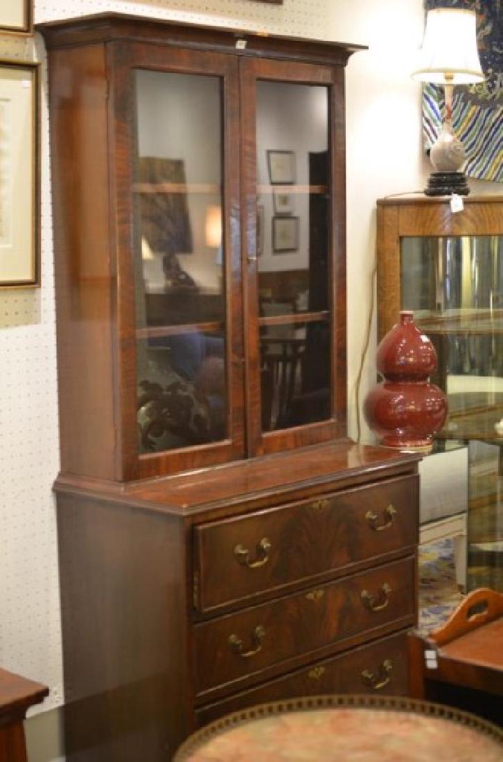 GEORGIAN MAHOGANY GLAZED SECRETAIRE BOOKCASE (1 of 1)
