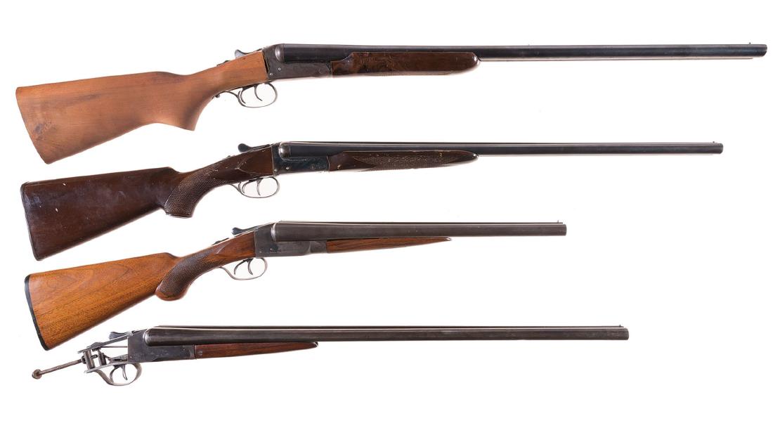 Four Double Barrel Shotguns: Four Double Barrel Shotguns -A) Sears, Roebuck & Co. Model 101.7 Shotgun Four Double Barrel Shotguns -A) Sears, Roebuck & Co. Model 101.7 Shotgun 2 3/4" chambers, improved modified/full chokes, and 14