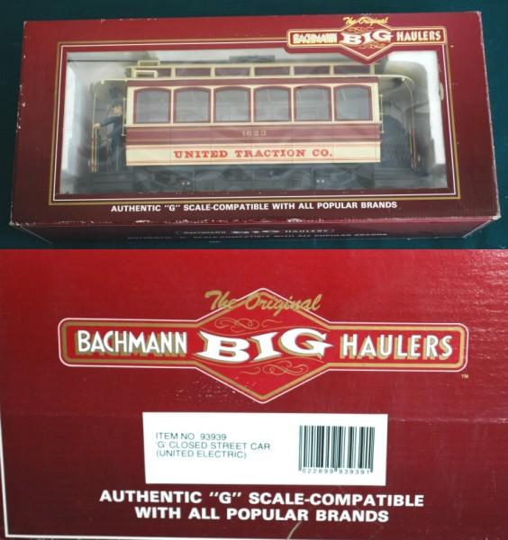 United Traction Co. Trolley Car Bachmann G Scale: This is a Bachmann Big Hauler No. 93939 Trolley Car # 1623 G Scale. This is a working unit still in the original box and appears to be unused. According to the box it is authentic G Scale compatible w
