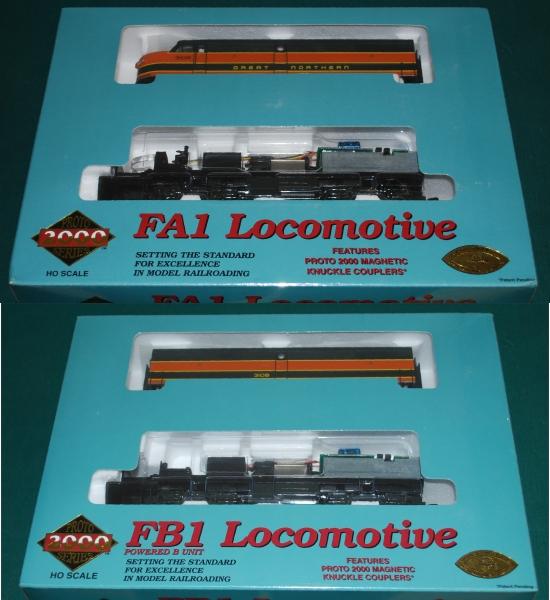 GN 310A 310B FA1 & FB1 Life Like Proto 2000 23460: Great Northern 310A 310B FA1 & FB1 Life Like Proto 2000 23460 HO Scale. The models are sealed in the original boxes with shrink wrap - sealed as a 2 locomotive set. The models are both powered with DC
