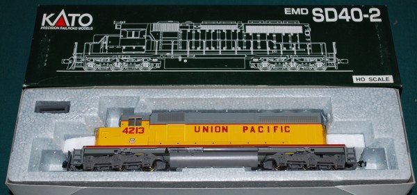 Union Pacific 4213 SD-40-2 Kato 37-2807 HO: Union Pacific 4213 SD-40-2 Kato 37-2807 HO. The locomotive is DCC Ready - ready to accept a Drop in NMRA Compliant DCC Decoder of your choice. The SD-40 was produced by General Motors Electro Motive D