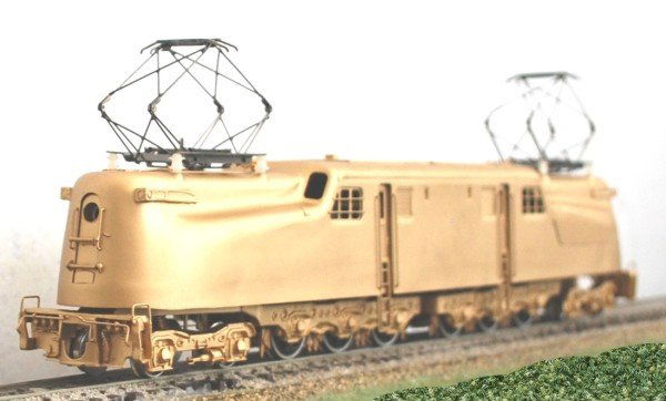 PRR GG-1 Lambert Brass HO UP: PRR GG-1 Lambert Brass HO unpainted – late version single shell. (Lambert 0212). A model that has seen little if any usage – wheel plating is intact. Arguably one of the most popular of all electr