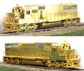 D&RGW SD-50 Low Hood Overland Ajin Brass HO UP: Denver & Rio Grande Western 5501-17 SD-50 Low Hood Diesel Overland Ajin Brass HO unpainted (OMI #5039). The model is a tower drive can motor powered unit. The SD-50 is rated at 3,600 horsepower and ha