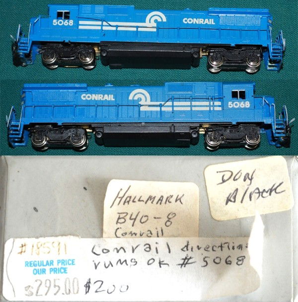 Conrail #5068 B40-8 Hallmark N-Scale Brass: Conrail #5068 B40-8 Hallmark N-Scale. This diesel comes nicely painted and decaled and features attractive detailing. The General Electric Dash 8-40B (or B40-8) is a 4-axle diesel locomotive built by