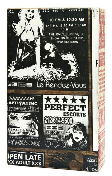 Faile ' Box London': Faile (American). Faile Box London No 16, 2007. Original screenprint with hand colouring on a six-sided wooded box. Unframed, 55cm x 35cm x 10cm (21¾ x 13¾ x 4in). Provenance: Brooklyn w