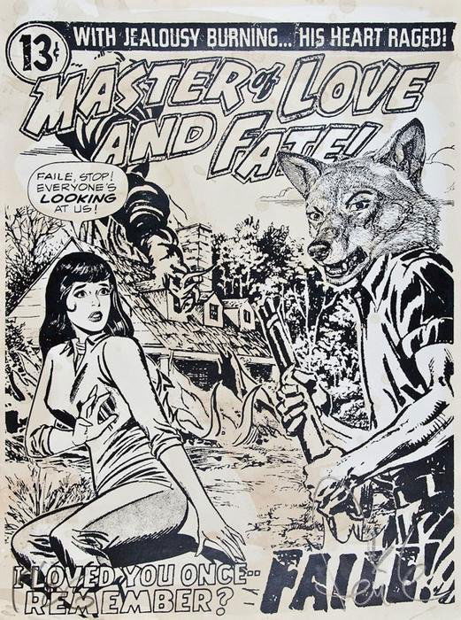 Faile 'master of love': Faile (American). Master Of Love And Fate, silkscreen with extensive handcolouring, 2007, signed in pencil, numbered 3/12, also with the Faile blindstamp, published by the artists, Brooklyn, New York,