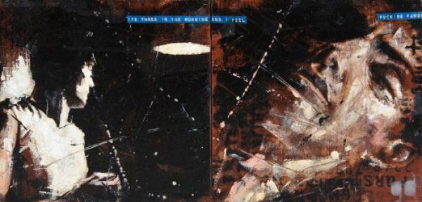 Guy Denning: Guy Denning (British, b.1965). 3AM Psychosis, 2010. Oil and mixed media over two canvases. Signed on reverse, 20cm x 40cm (8 x 15¾in). Provenance: Tunnadine Fine Art. This lot is accompanied by