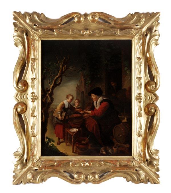 Manner of Gerrit Dou The Quack Oi: Manner of Gerrit Dou The Quack Oil on canvas 42 x 32.5 cm (16 1/2 x 12 3/4 in) The present lot is based on the composition The Quack by Gerrit Do