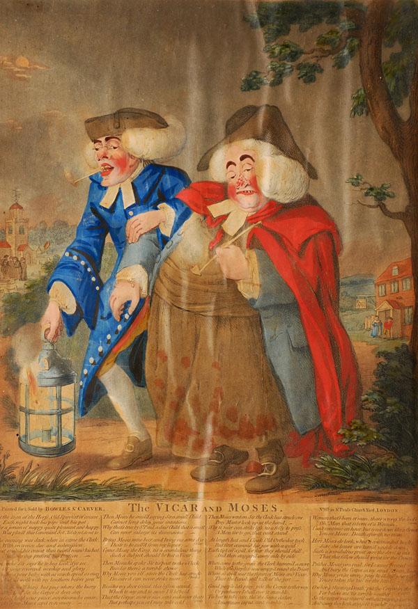 Bowles & Carver (Publisher). The Vicar and Mos: Bowles & Carver (Publisher). The Vicar and Moses. Engraving with hand colouring. 36cm x 25.5cm (14 x 10in). Together with a colour aquatint after Thomas Whitcombe of 'Capture of La Proser