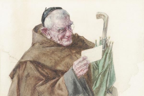 Vittorio Guaccimanni (1859-1938), 'News', watercol: Vittorio Guaccimanni (1859-1938), 'News', watercolour, Signed middle left, 12.6 x 18.5cm (5 x 71/4in)
