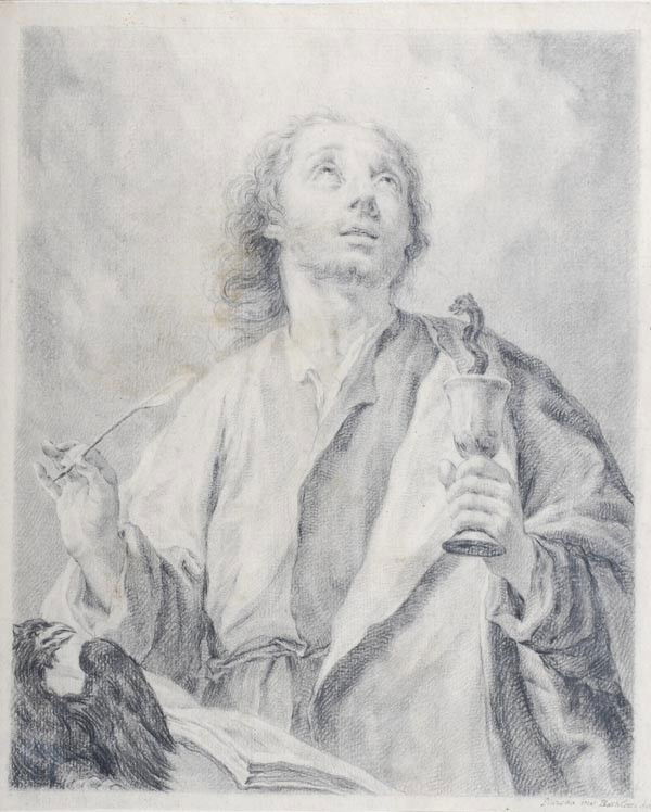 Attributed to Francesco Bartolozzi (Florence 1727: Attributed to Francesco Bartolozzi (Florence 1727-1815 Lisbon) Saint Mark (after Giovanni Battista Piazetta) Pencil and black chalk Unframed Bears signatures Piazetta ino Bartolozzi del lower
