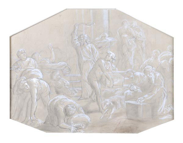 Follower of Alessandro Maganza The Decapitation o: Follower of Alessandro Maganza The Decapitation of St. John the Baptist (figural study verso) Ink, chalk and wash Unframed 28.5 x 21 cm (11 14 x 8 1/4 in) Together with a group of assorted wa