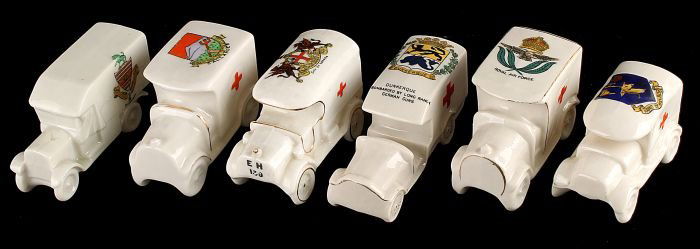 Model of an Ambulance No.520 by Savoy China, inscr: Model of an Ambulance No.520 by Savoy China, inscribed 'Dunkerque Bombarded by Long Range German Guns', (Dunkerque), 110mm long Note: This model is based upon a long-bonnet design similar to