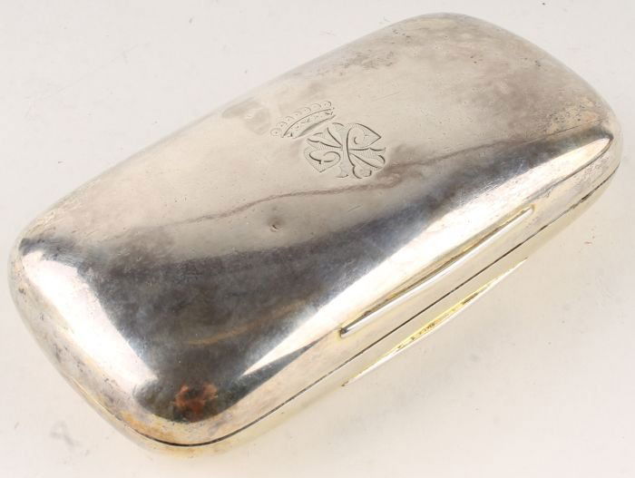 A Victorian silver cigar case, by Thomas Johnson I: A Victorian silver cigar case, by Thomas Johnson I, London 1863, stamped for Asprey, 166 Bond St. as retailers, plain and engraved with a Viscount's coronet, crossed P below, the cypher being