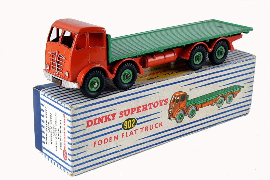 A Dinky No.902, Foden Flat Truck, orange with a g
