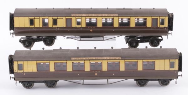 O gauge - A pair of Exley G.W.R. corridor coaches,