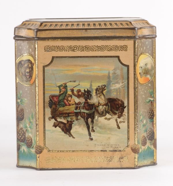 A Moore Brothers tea tin, circa 1900, lithographe