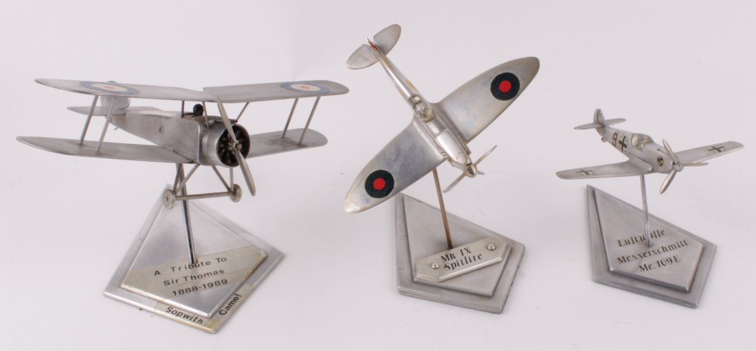 Three hand-built aluminium model aircraft by Dougl