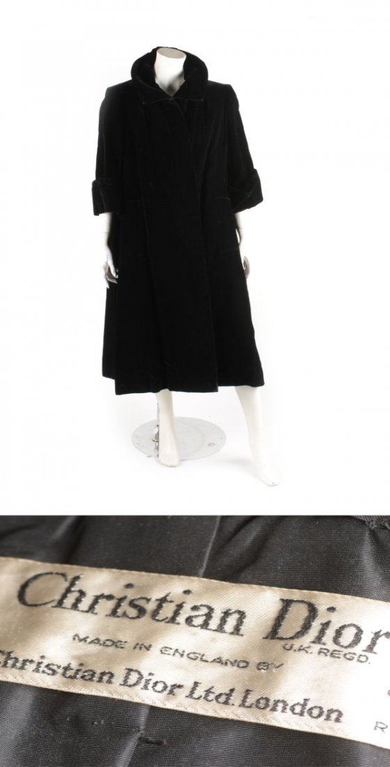 A Christian Dior black velvet coat, circa late 194