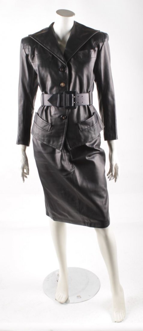 A 1980s Yves St. Laurent soft black leather jacket