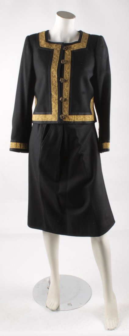 A 1980s Yves St. Laurent black wool two-piece, co