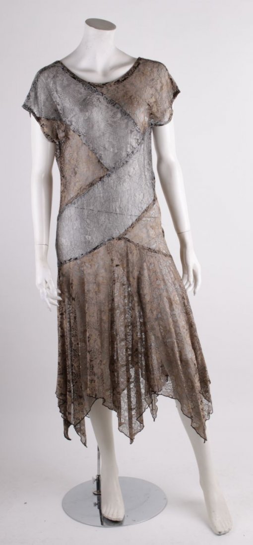 A 1980s Sarah Djeradi designer silk georgette and